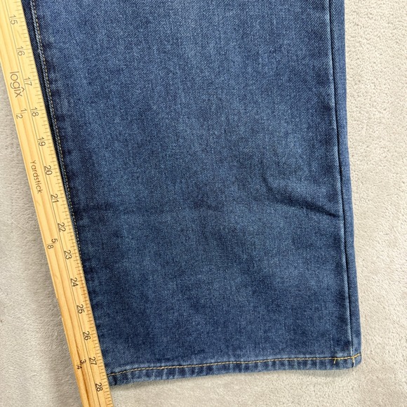 Cider Jeans Women's Large Wide Leg Blue Asymmetrical Crossover High Rise Baggy - Picture 7 of 11